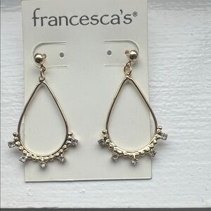 Francesca's Collections Gold Teardrop Earrings with Crystal Accents